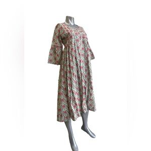 Women's Pleated Floral Dress Size S Farzeen Gulbahar Teal